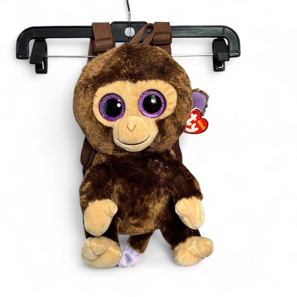 Ty Gear Coconut Monkey Plush Backpack Brown Purple Glitter Eyes 11" Nostalgia